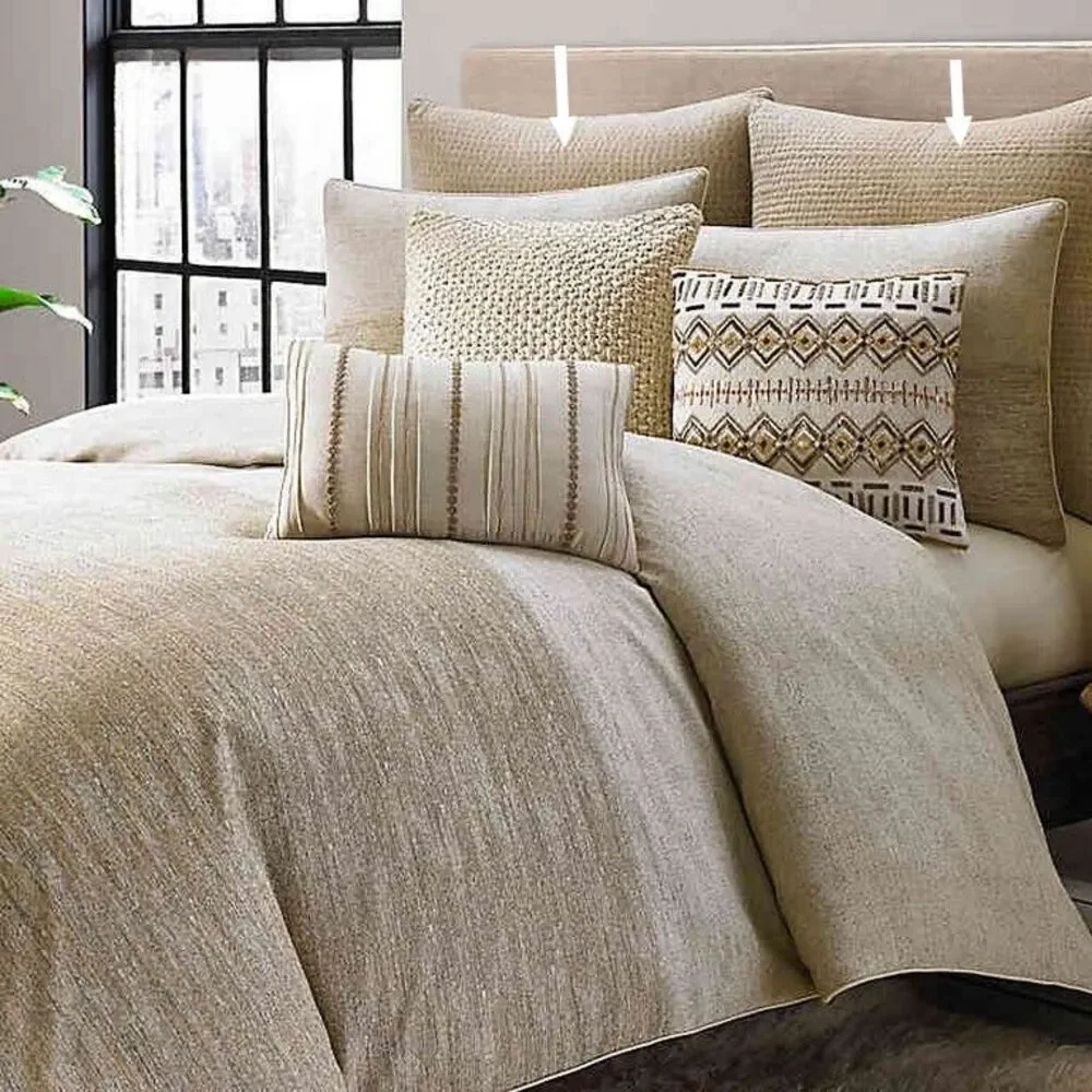 Kas Room Amara Euro Pillow Sham Shams European Light Gold Beige Dorm Set of 2